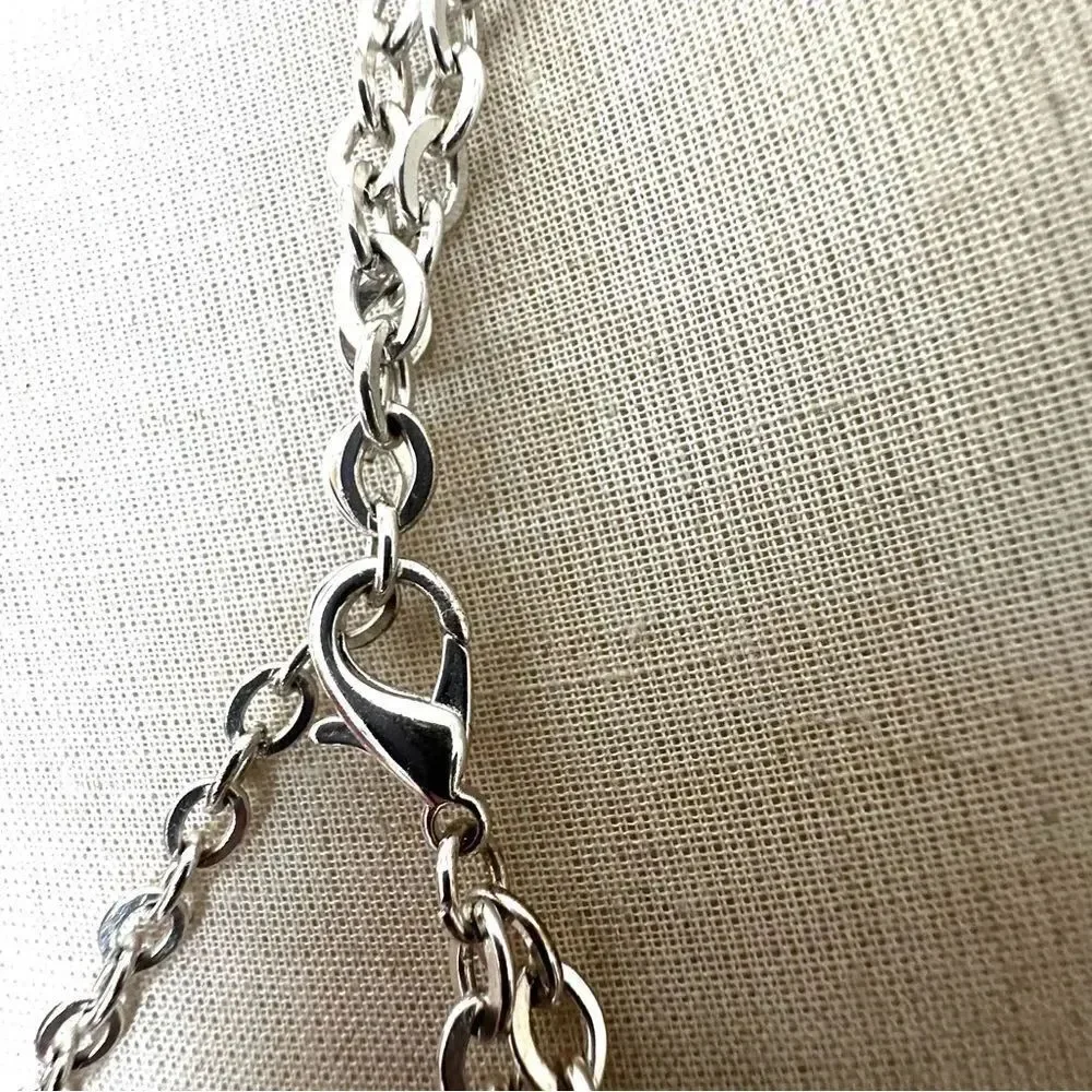 Elegant Silver double Chain circle Necklace